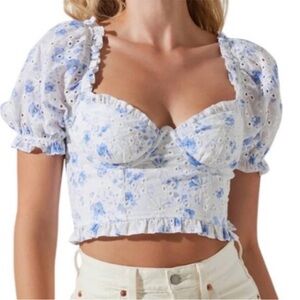 ASTR the Label Feronia Top in Blue Floral